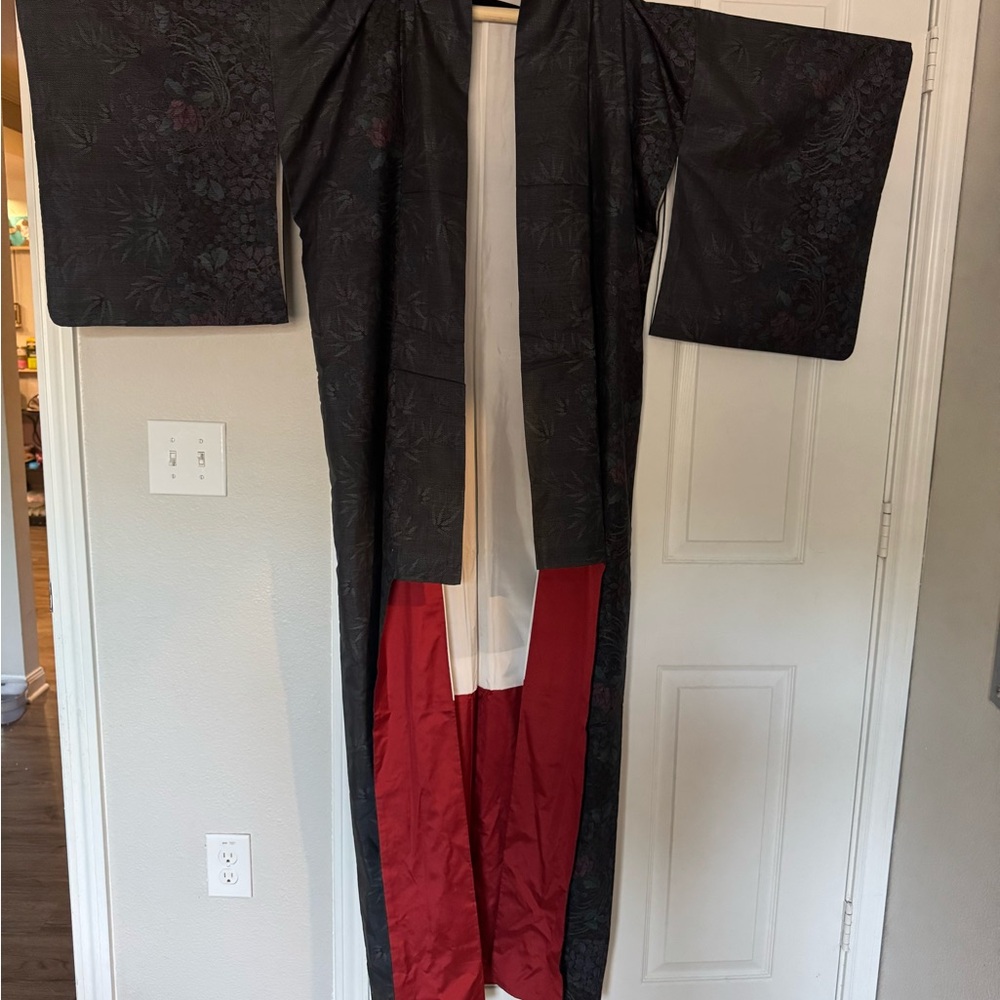 Elegant Black and Red Kimono